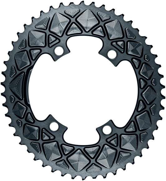 ABSOLUTE BLACK PREMIUM OVAL ROAD CHAINRING, 4X110BCD 50T - GREY