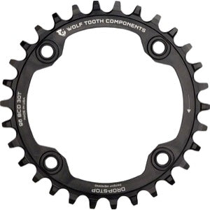 WOLF TOOTH 96 SYMMETRICAL BCD CHAINRING - 34T, 96 BCD, 4-BOLT, DROP-STOP, FOR SHIMANO CRANKS, BLACK