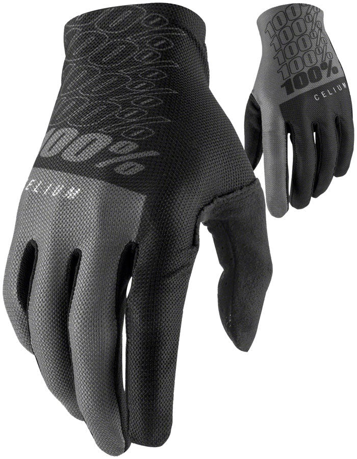 100% Celium Gloves - Black/Gray, Full Finger, Men's