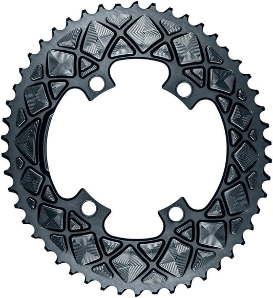 ABSOLUTE BLACK PREMIUM OVAL ROAD CHAINRING, 4X110BCD 50T - GREY