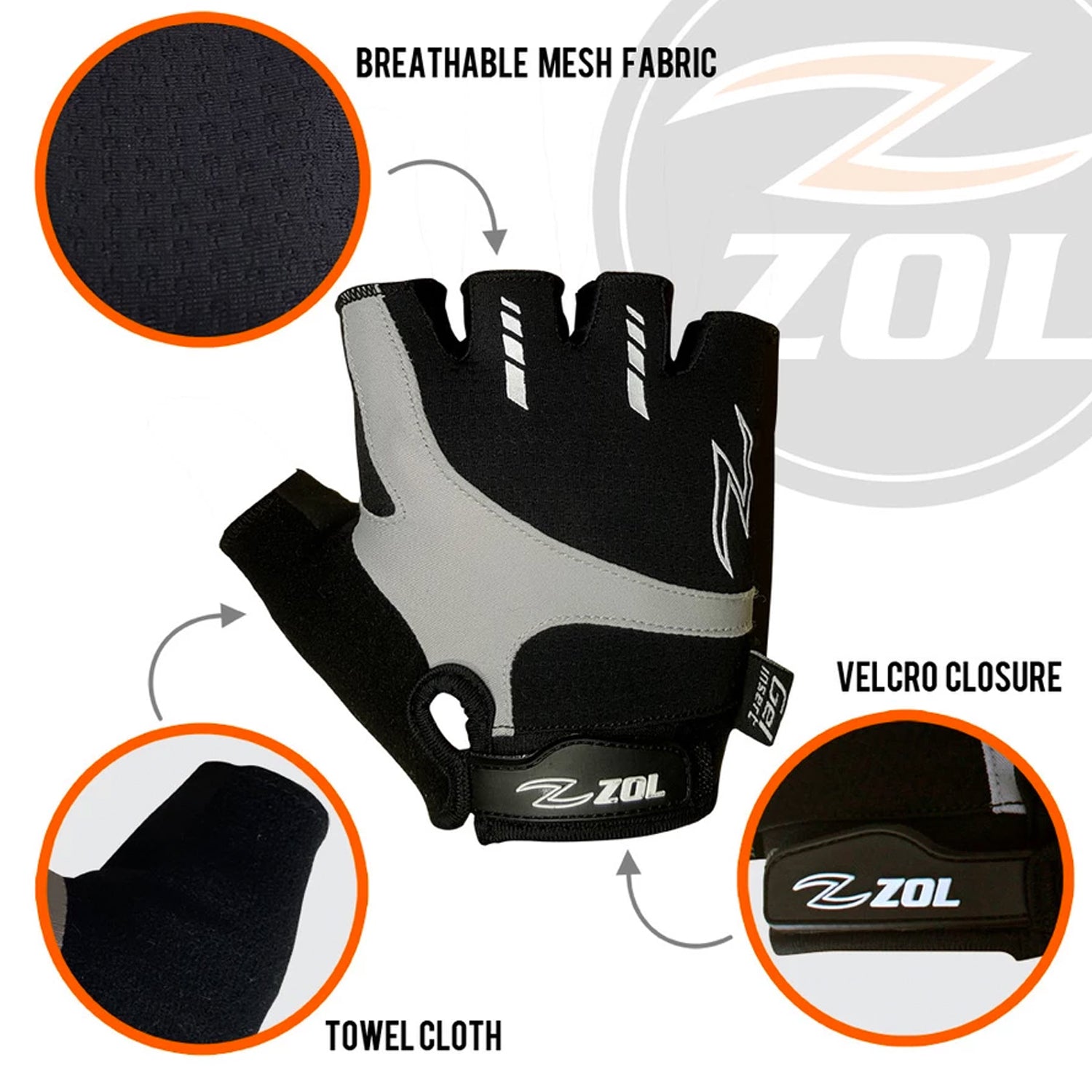 Zol Race Performance Cycling Gloves Half Finger Bike Gloves Gel Pad - Zol Cycling